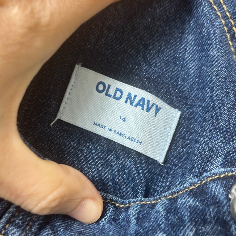 Old Navy Denim Overalls SZ 14 Medium Wash Cotton Dungarees Cottagecore Aesthetic - Picture 3 of 13